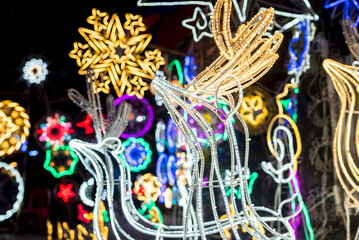 Outdoor Reindeer Christmas Decorations made with wire and LED wall strips. For sale with other...