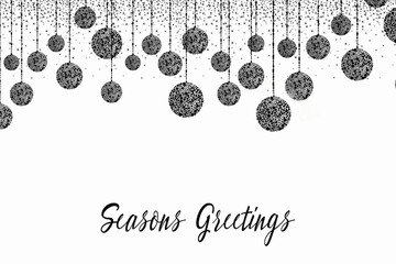 Happy Holidays! Black and white illustration with holiday decoration
