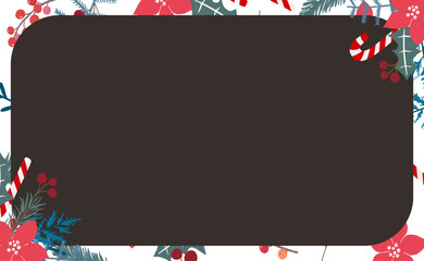 Cute christmas background for social media with tree,holly,ribbon