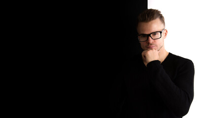 Young attractive teacher posing in the studio.
