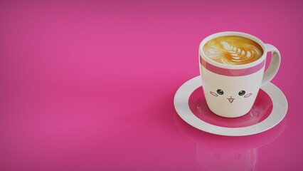 Cappuccino Cup Pink Background