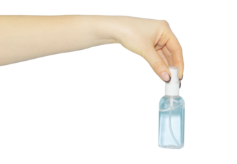 antiseptic, can with spray in hand, concept to pass or throw away