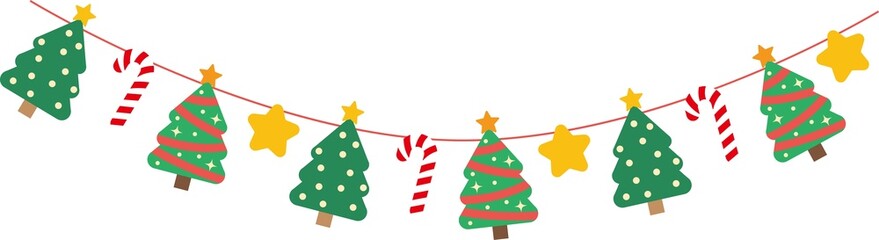 Christmas Tree Party Pennant Star Felt Flag Christmas Tree Banner Bunting Clipart Colorful Celebrate Decoration