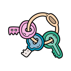 Vector icon illustration of doodle baby keys rattle 