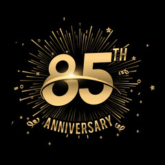 Happy 85th Anniversary. with fireworks and star .Greeting card