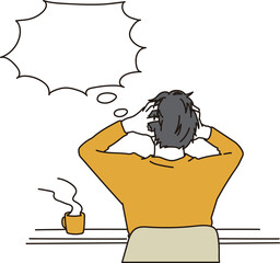 イライラする男性の後ろ姿