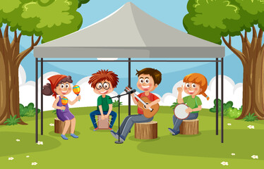 Obraz na płótnie Canvas Children playing music in the park