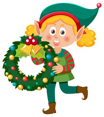 Christmas elf girl cartoon character