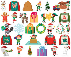 Christmas characters and elements set