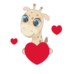 valentine cute giraffe with heart
