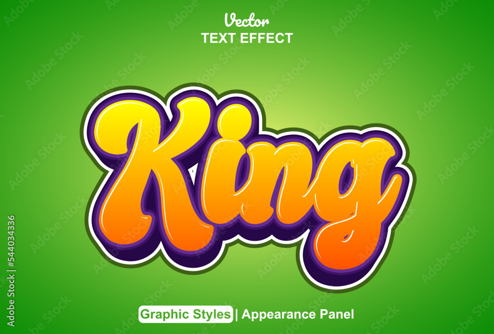 Wall mural king text effect with graphic style and editable.