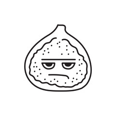 Depressed fig color line icon. Mascot of emotions