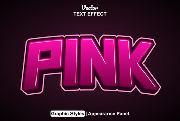 pink text effect with graphic style and editable.