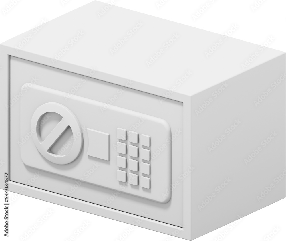 Poster modern safe with code lock. white close storage. png icon on transparent background. 3d rendering.