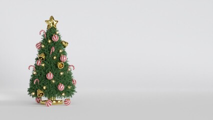 Christmas background with chrismas tree. 3d rendering