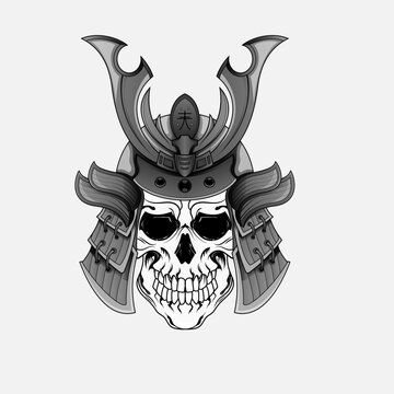 recommend clip art: Samurai warrior skull tattoo or Japanese mask and Japan ninja. Japanese samurai warrior skull head with ronin armor sword, kamikaze army shogun demon.