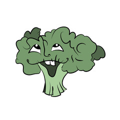 Cute and funny characters vegetables and fruits with eyes. Healthy food. Vector illustration of cartoon style