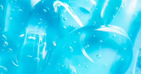 blue thick gel background with air bubbles