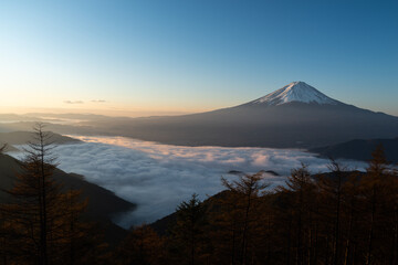 Fototapeta premium 夜明けの富士山 新道峠山梨県