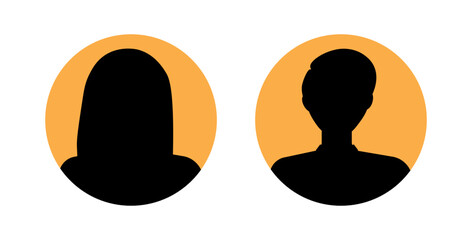 Man and woman avatar icons for profile