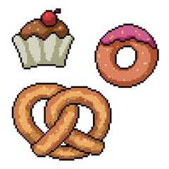pixel art cake donut pertzel