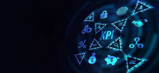 Internet, business, Technology and network concept. KPI Key Performance Indicator for Business Concept. 3d illustration.
