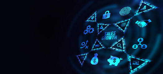 Internet, business, Technology and network concept. Sales growth, increase sales or business growth concept. 3d illustration.