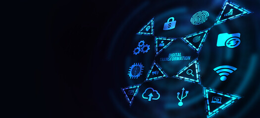 Internet, business, Technology and network concept.Concept of digitization of business processes and modern technology. Digital transformation. 3d illustration.