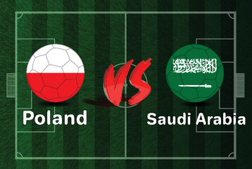 Poland Vs Saudi Arabia soccer ball in flag design on FIFA World Cup 2022
