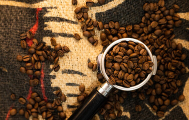 coffee beans on burlap