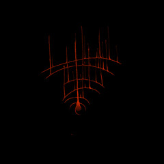 wifi emblem. signal level. Red on black. Watercolor