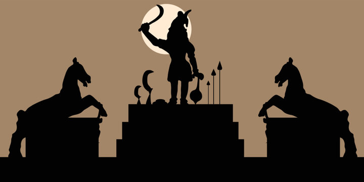 silhouette of Ayyanar and his horses