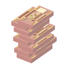 Lebanese Pound Vector Illustration. Lebanon money set bundle banknotes. Paper money 20000 LBP. Flat style. Isolated on white background. Simple minimal design.