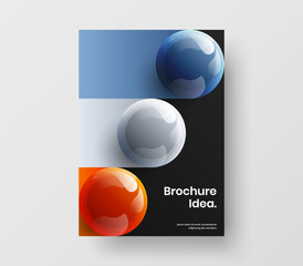 Fresh handbill vector design layout. Isolated 3D spheres book cover template.