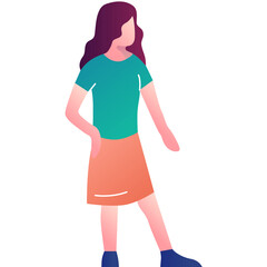 Woman posing for photography flat vector icon