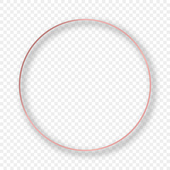 Rose gold glowing circle frame with shadow