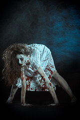 covered in blood woman