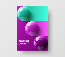 Minimalistic catalog cover vector design template. Clean 3D spheres front page illustration.