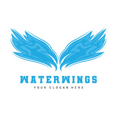 Water Wave Logo, Earth Element Vector, Water Wings Logo Design Style, Brand Icon, Sticker