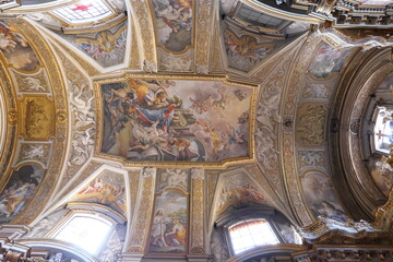 Fototapeta na wymiar ROME NOVEMBER 7 2022 FRESCOES ON THE CELING OF THE CHURCH OF SANTA MARIA MADDALENA