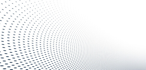 Dotted vector abstract background, light grey dots in perspective flow, dotty texture abstraction, big data technology image, cool backdrop. - obrazy, fototapety, plakaty
