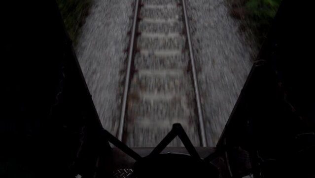 Travel by train in Thailand. Big plan. The train rushes on the rails.