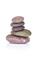 stacked stones against white background, isolated