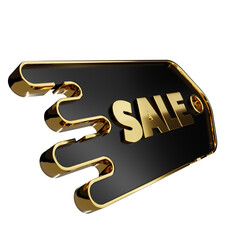 3d render design for a black and gold color discount coupon template at an angle