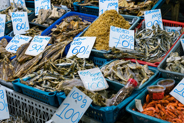 Fototapeta premium Kandy Municipal Central Market you can find fruit and vegetable, meat, fish, dry food, seasonings. Sri Lanka. 