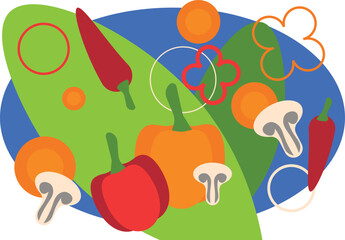 healthy food vector illustration vegetables flat style 