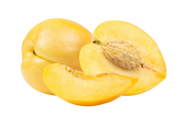 Naklejka na ściany i meble Yellow nectarine fruit on transparent png