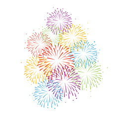 Vector rainbow color fireworks illustration