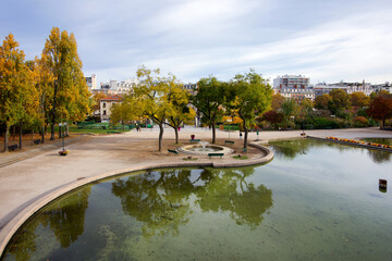 Georges Brassens park in the 15th arrondissement of Paris city - obrazy, fototapety, plakaty