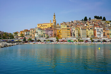 Colorful cityscape of Menton village on French Riviera, Europe